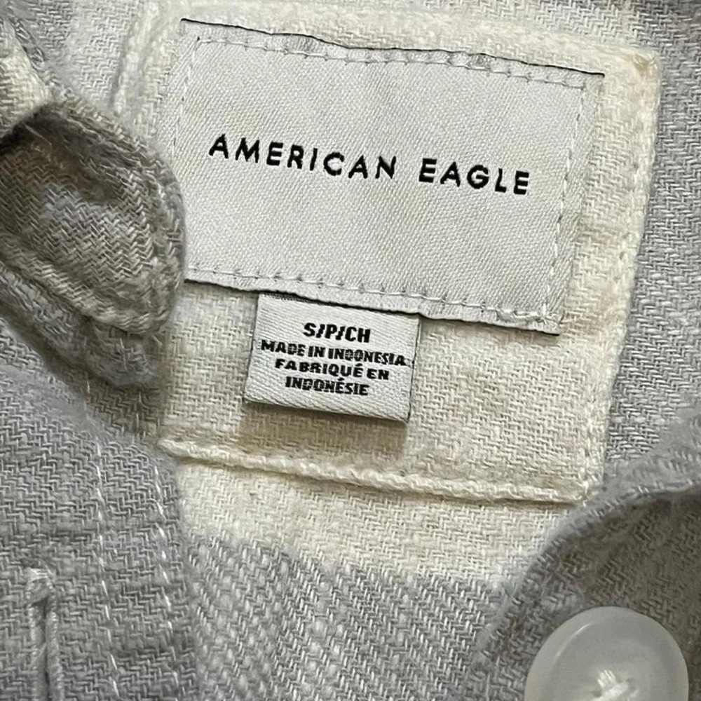 American Eagle Oversized Plaid Cotton Quarter Button Flannel Shirt Small